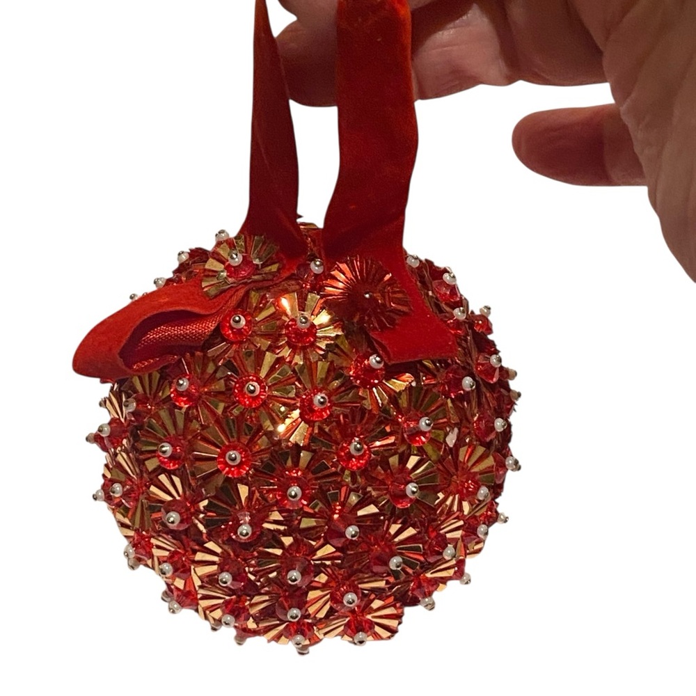 Vintage Red and Gold Push Pin Decorative Ornament